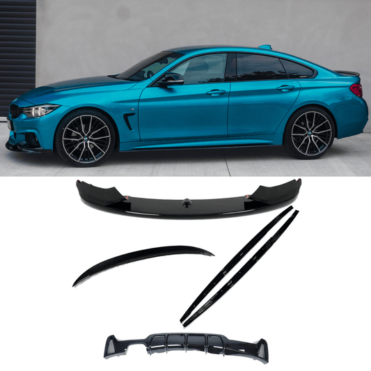 BMW 4 Series F32 2014-2020 Gloss Black Full Aero Body Lip Kit - Diffuser 00___