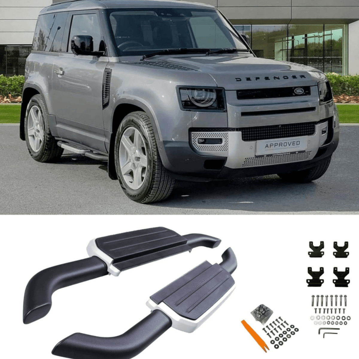 Land Rover Defender 90 L663 2020 On OE Style Silver Running Boards