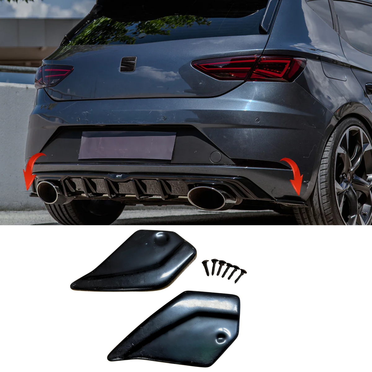 Seat Leon Mk3 Fr / Cupra 2012-2016 Risper Bumper Corner Splitters In Gloss Black