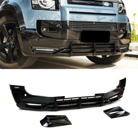 Land Rover Defender L663 90 / 110 / 130 2020 Onward – Front Bumper Splitter in Gloss Black