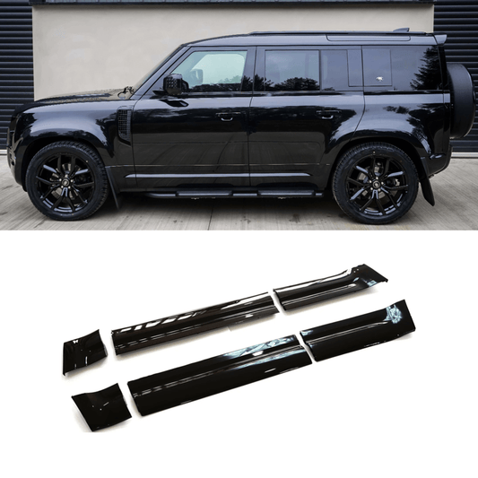 Land Rover Defender 90 2020 On Gloss Black Side Mouldings 6pc