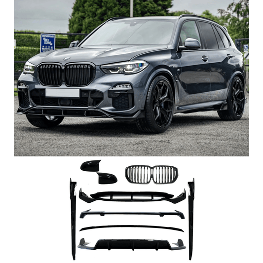 BMW X5 G05 2018+ - Black Knight Aero Kit Gloss Black Full - With Grill & Mirror Caps