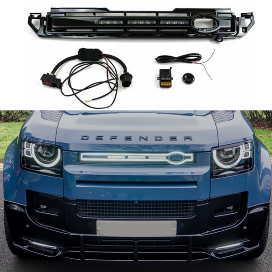 Land Rover Defender L663 2020 On V2 LED Dynamic Front Grill In Gloss Black