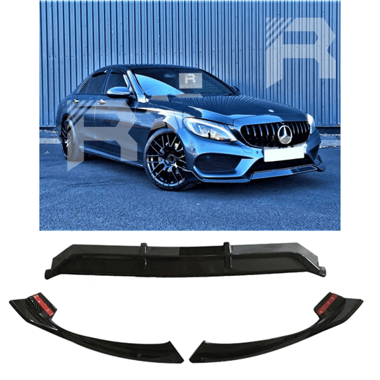 Mercedes C-Class W205 2015-2018 'C63S Brabus Style' Front Splitter Lip In Gloss Black