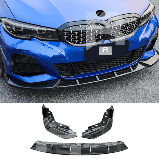 BMW 3 Series G20 2018-2022 (Pre-LCI) Gloss Black 3-Piece Front Splitter V2