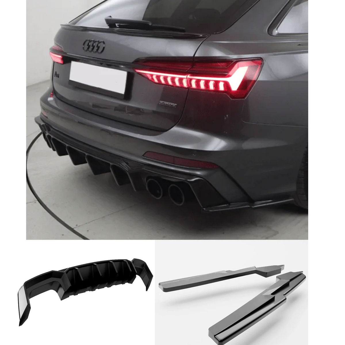 Audi S6 C8 (Sedan-Avant) 2019+ / Audi A6 C8 S-Line (Sedan-Avant) 2018+ Rear Valance & Rear Side Splitters