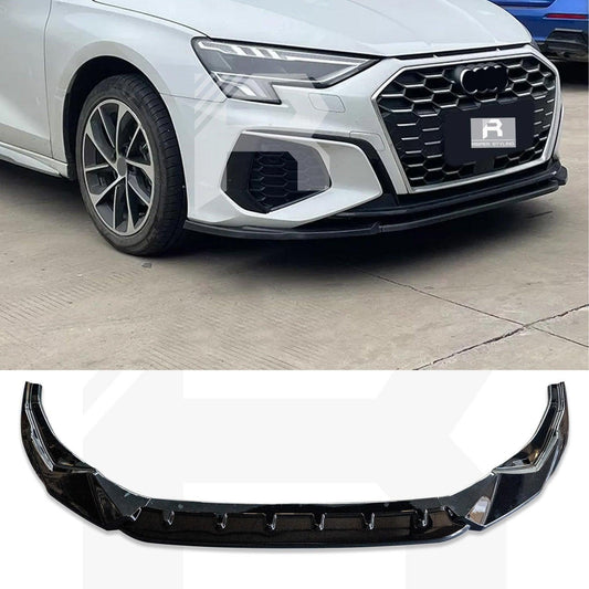 AUDI A3 8Y HATCH & SALOON 2021+ - FRONT SPLITTER LIP - GLOSS BLACK - RisperStyling