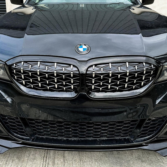 BMW 3 Series G20/G21 2018-2021 (pre-lci) Diamond Style Front Grill Gloss Black & Silver - RisperStyling