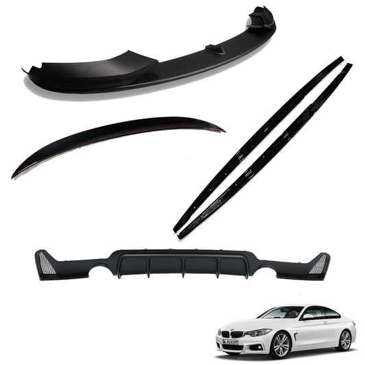 BMW 4 SERIES F32 2014-2020 - FULL AERO BODY LIP KIT IN MATTE BLACK - DIFFUSER 0___0 - RisperStyling