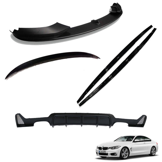 BMW 4 SERIES F32 2014-2020 - FULL AERO BODY LIP KIT IN MATTE BLACK - DIFFUSER 00__00 - RisperStyling