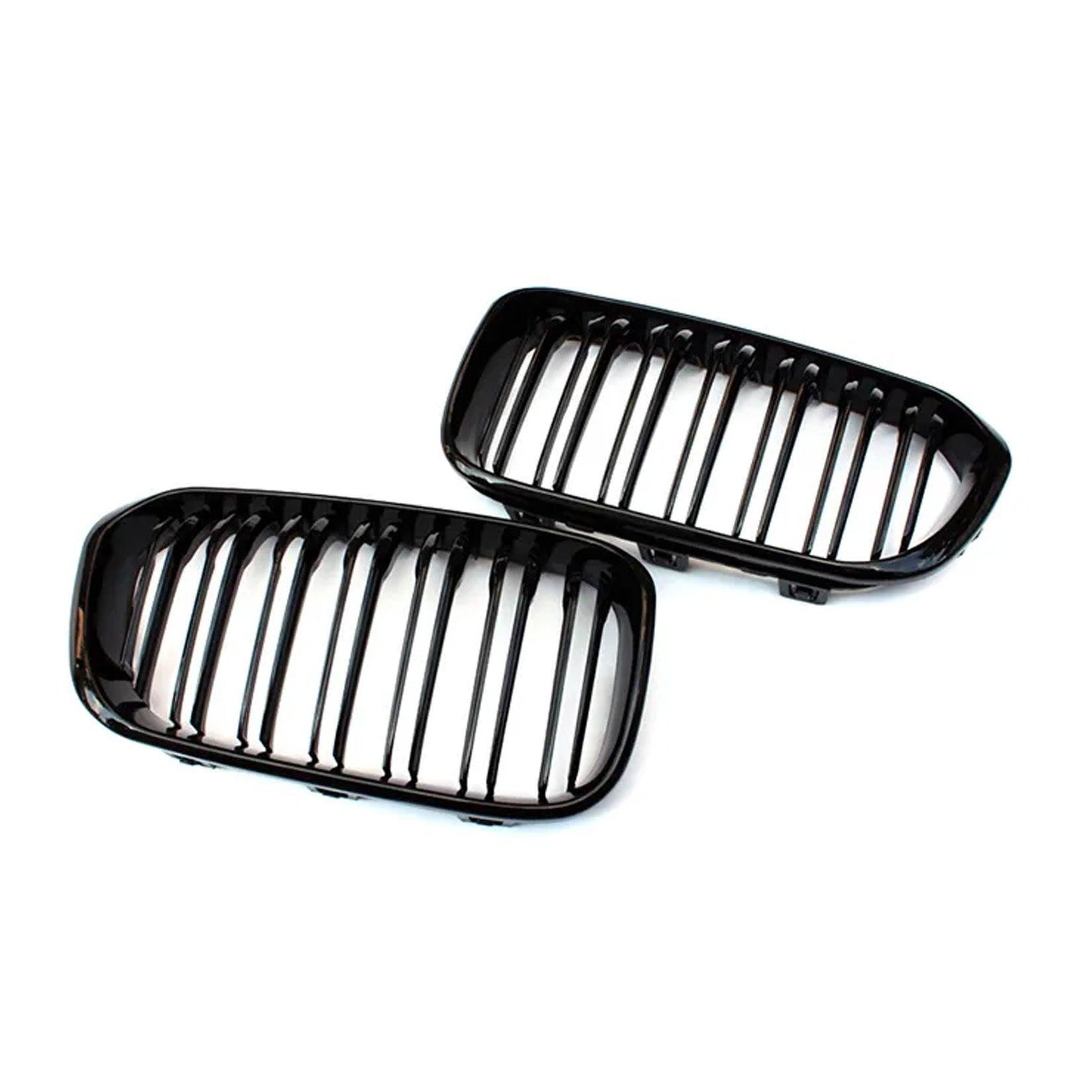 Gloss Black Front Kidney Grilles Grills Double Line For BMW F20