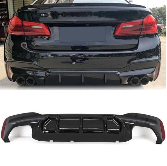 BMW 5 SERIES G30 / G31 (pre LCI 2017-2020) - M5 LOOK REAR DIFFUSER - QUAD EXIT - GLOSS BLACK - RisperStyling