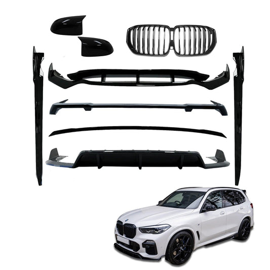 BMW X5 G05 2018+ - BLACK KNIGHT AERO KIT GLOSS BLACK FULL - WITH GRILL & MIRROR CAPS - RisperStyling