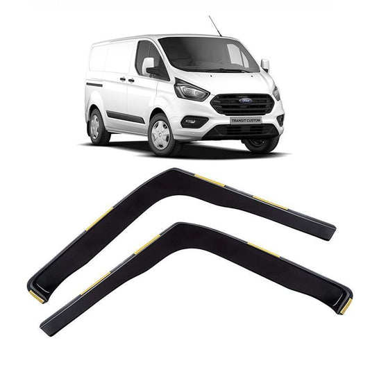 FORD TRANSIT CUSTOM 2012 ON – STX INTERNAL WIND DEFLECTORS – W107 – 2PCS – CLIP ON – DARK SMOKE - RisperStyling