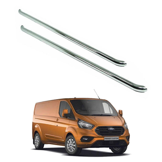 FORD TRANSIT CUSTOM LWB 2012 ON 2.4 INCH STAINLESS STEEL OE STYLE SPORTLINE SIDE BARS – PAIR - RisperStyling