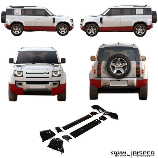 LAND ROVER DEFENDER L663 110 2020 ON - FULL EXTERIOR MOULDING SET (10PC) IN GLOSS BLACK - RisperStyling