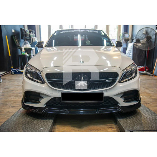 MERCEDES C-CLASS W205 2019-2022 FACELIFT - 'C63S BRABUS STYLE' FRONT SPLITTER LIP - GLOSS BLACK - RisperStyling