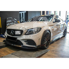 MERCEDES C-CLASS W205 2019-2022 FACELIFT - 'C63S BRABUS STYLE' FRONT SPLITTER LIP - GLOSS BLACK - RisperStyling