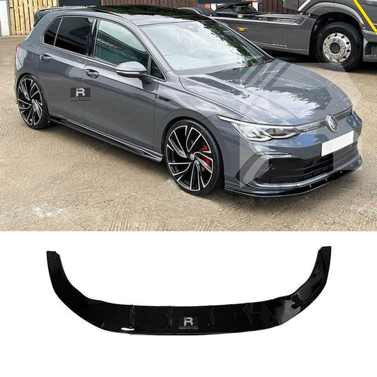 VOLKSWAGEN GOLF MK8 GTI GTD R Line 2020+ - 3 PIECE FRONT SPLITTER V1 - GLOSS BLACK - RisperStyling