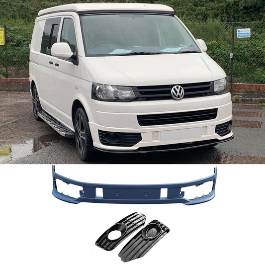 VW T5 TRANSPORTER 2010-2015 LOWER SPORTLINE STYLE FRONT SPLITTER WITH FOG LIGHT PODS - RisperStyling