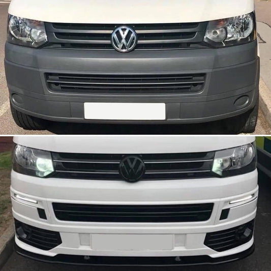 VW T5 TRANSPORTER 2010-2015 LOWER SPORTLINE STYLE FRONT SPLITTER WITH FOG LIGHT PODS - RisperStyling